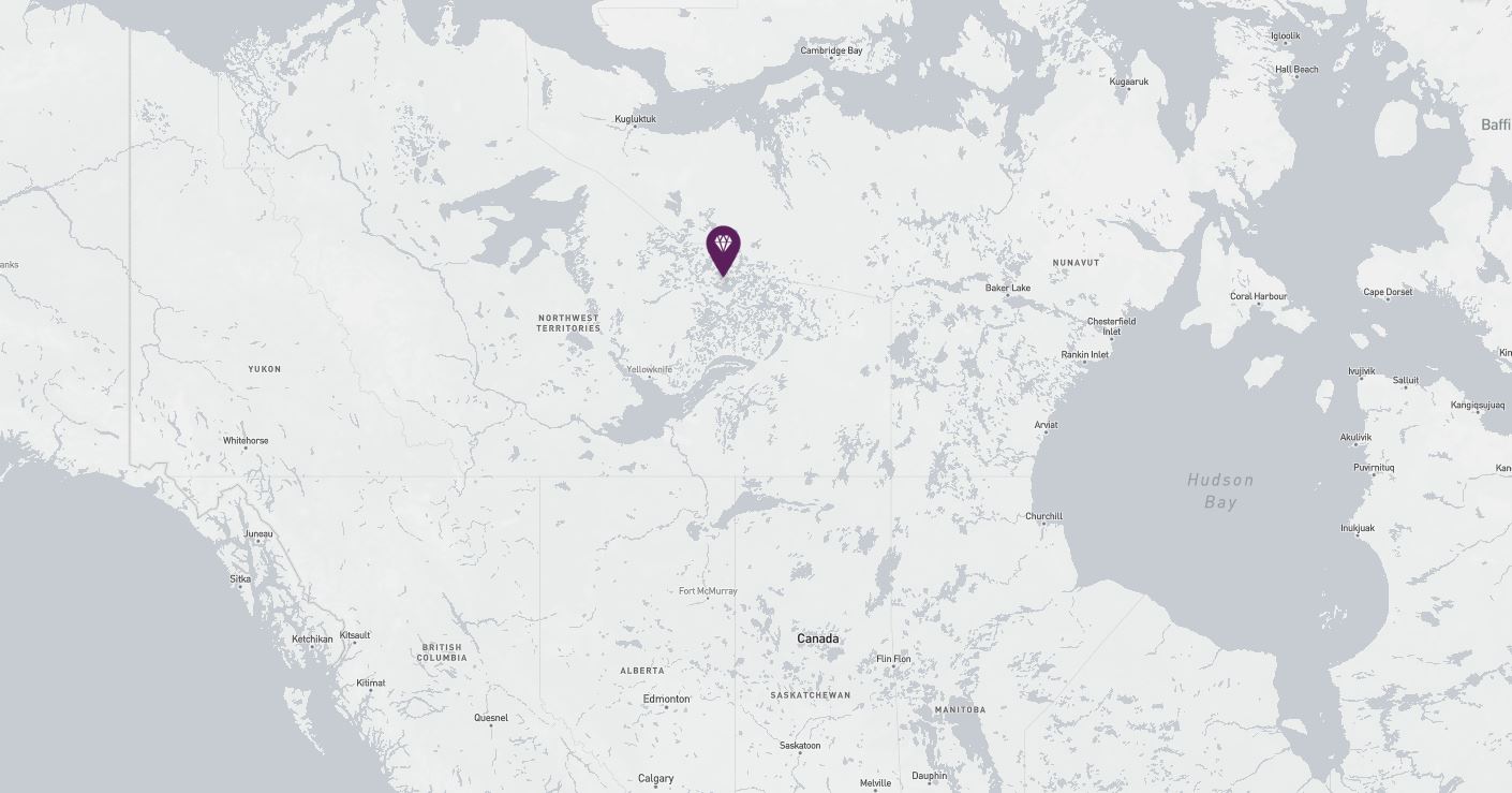 Project location marked on a map showing a section of northern Canada