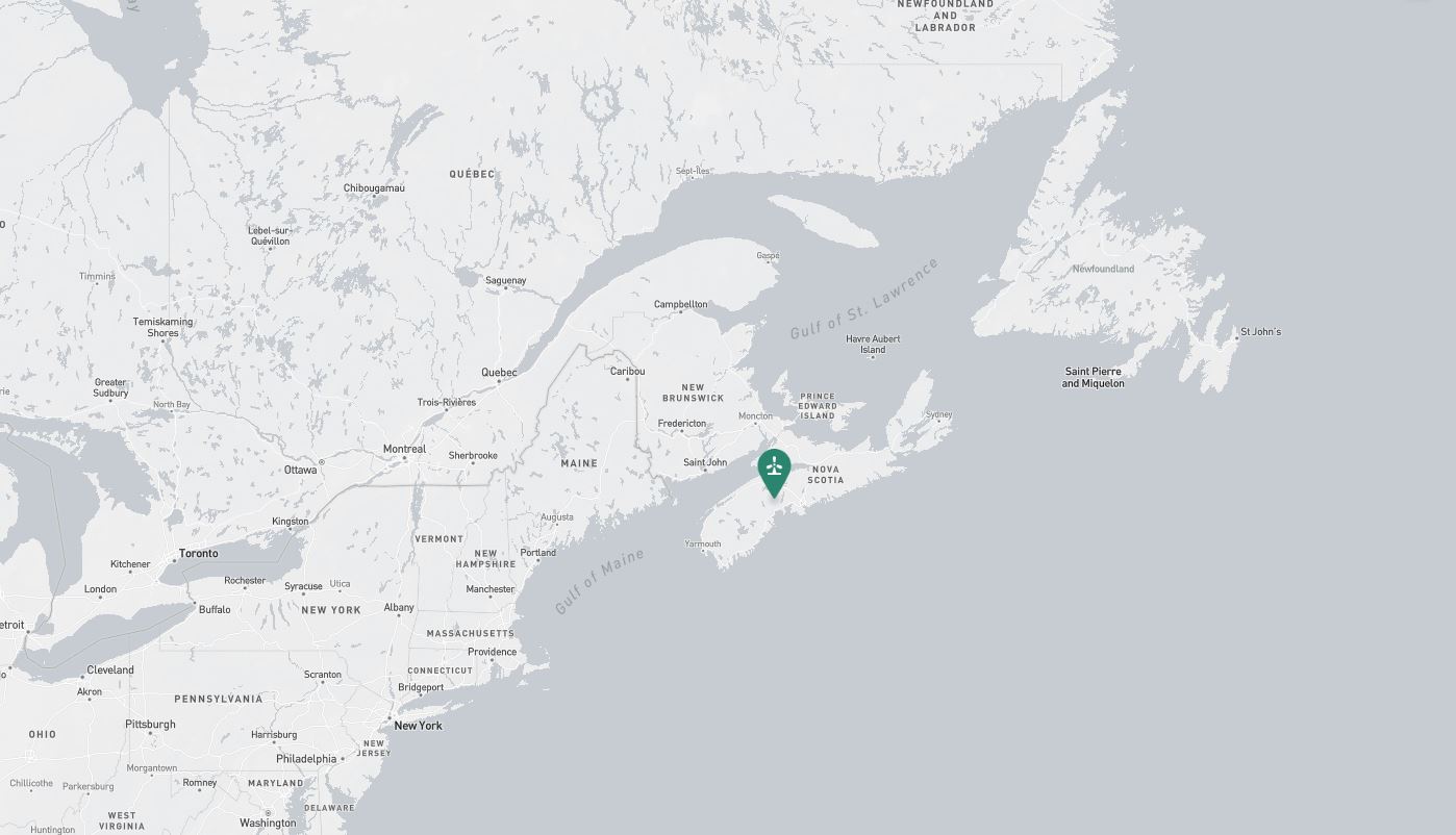 Project location marked on a map showing a section of eastern Canada