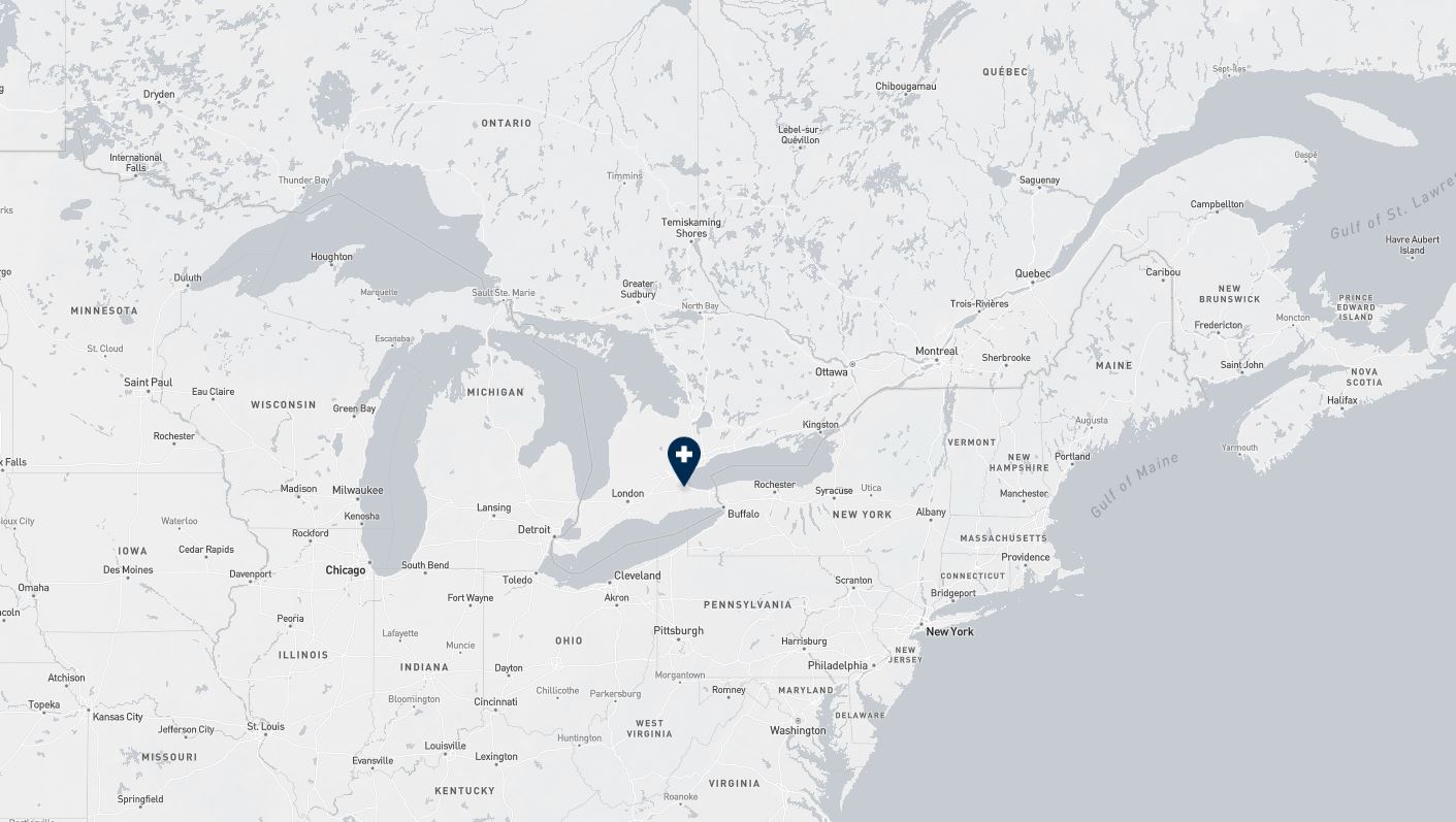 Project location marked on a map showing a section of central and eastern Canada