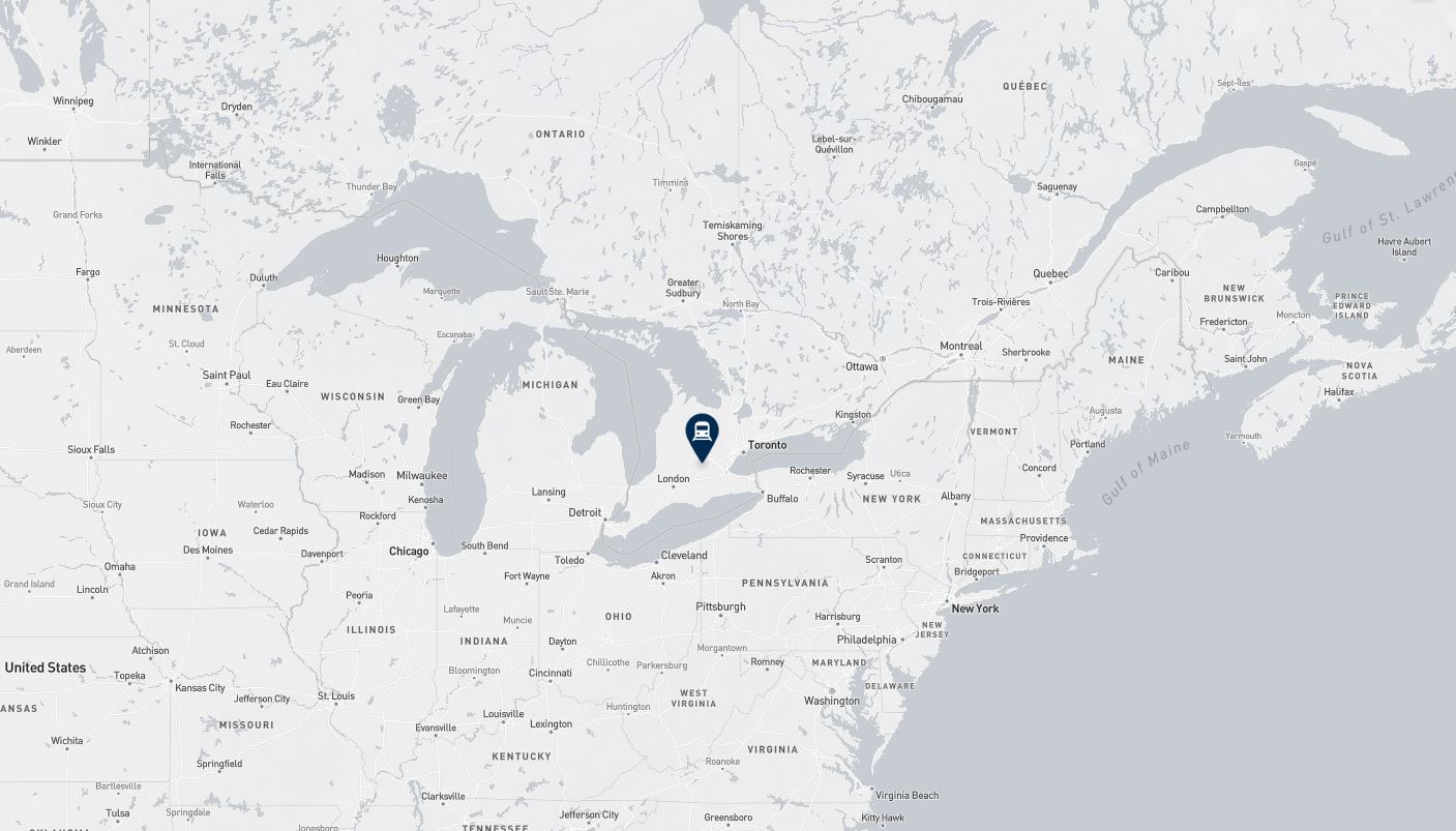 Project location marked on a map showing a section of central and eastern Canada