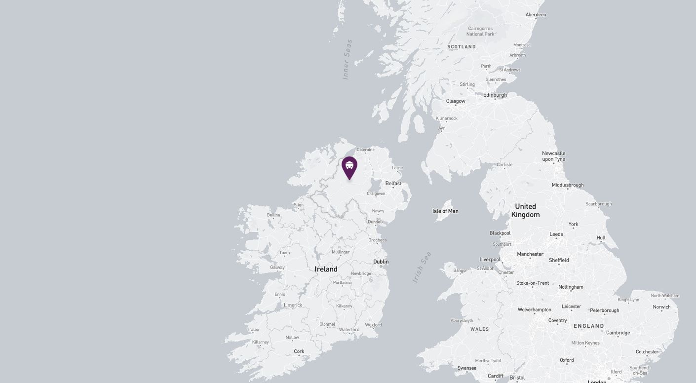 Project location marked on a map showing Ireland and sections of the British Isles