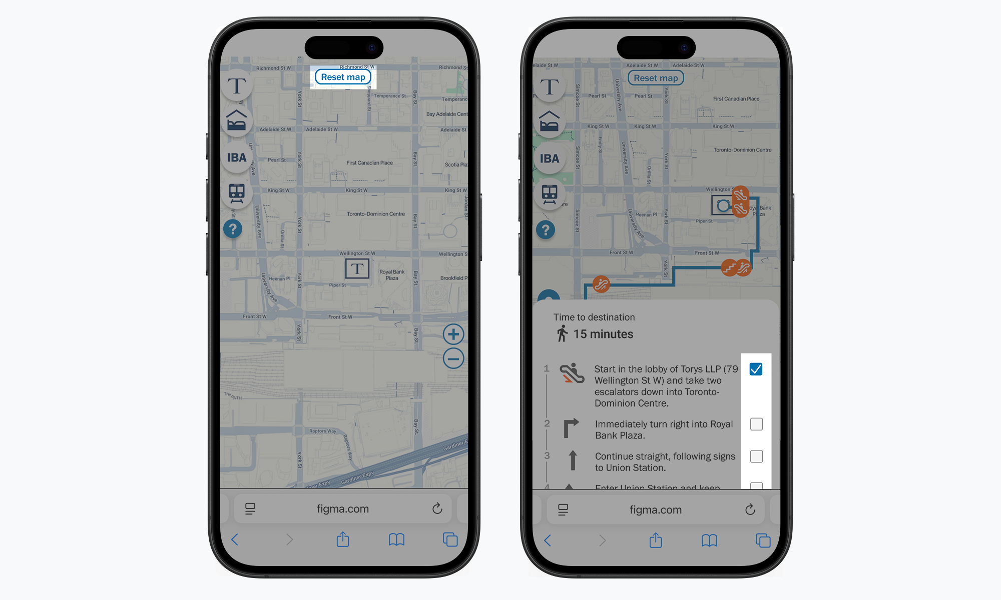 Map instructions for resetting map