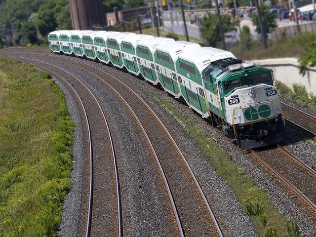 GO train on slightly curve track