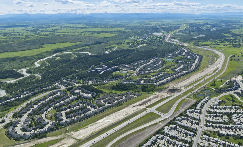 Bird's-eye view of Southwest Calgary Ring Road