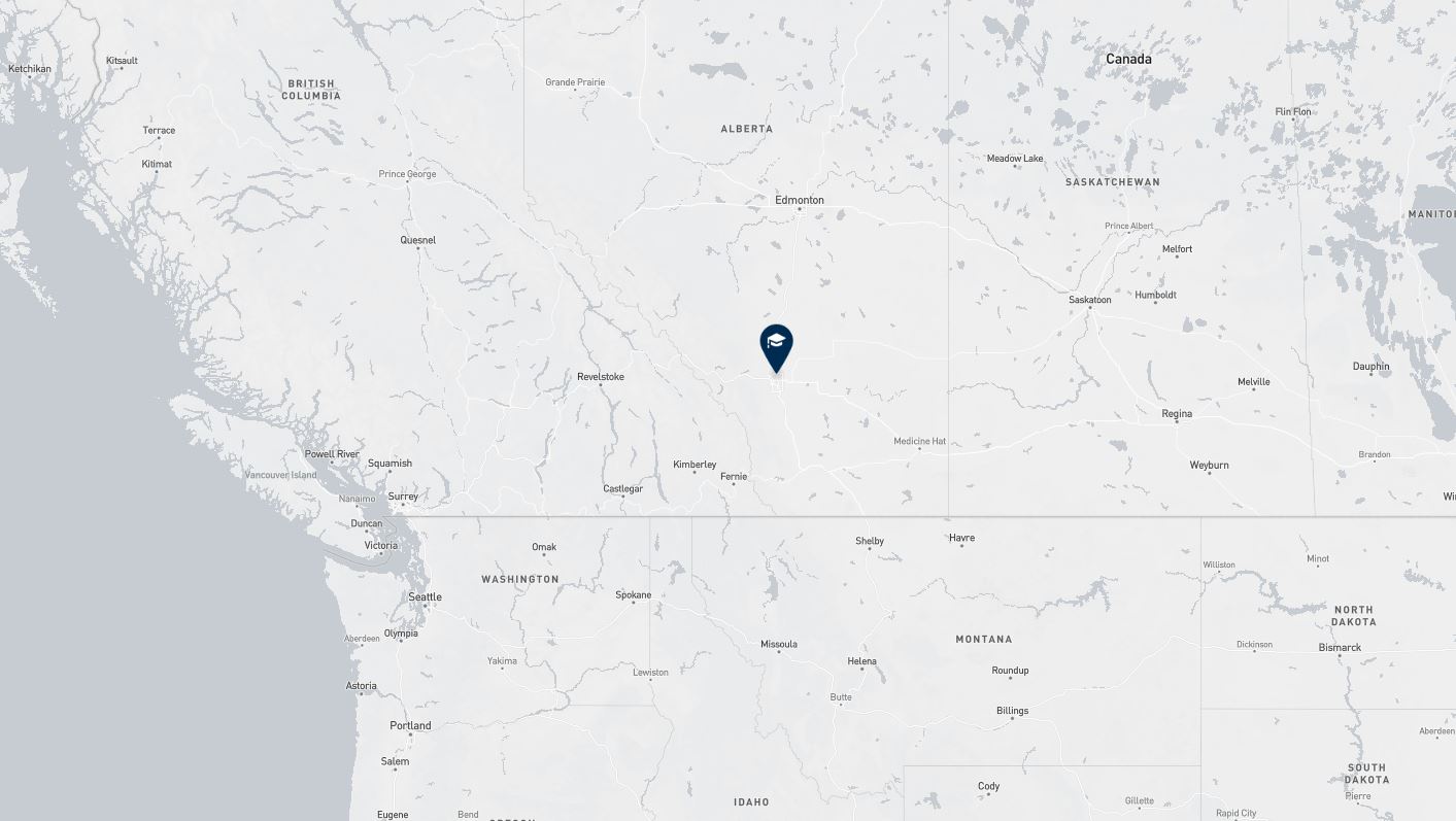 Project location marked on a map showing a section of western Canada