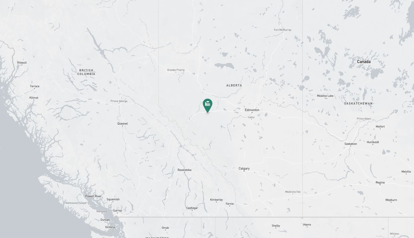Project location marked on a map showing a section of western Canada