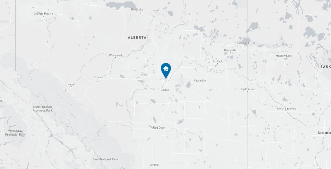 a map showing a section of Canada and surrounding cities