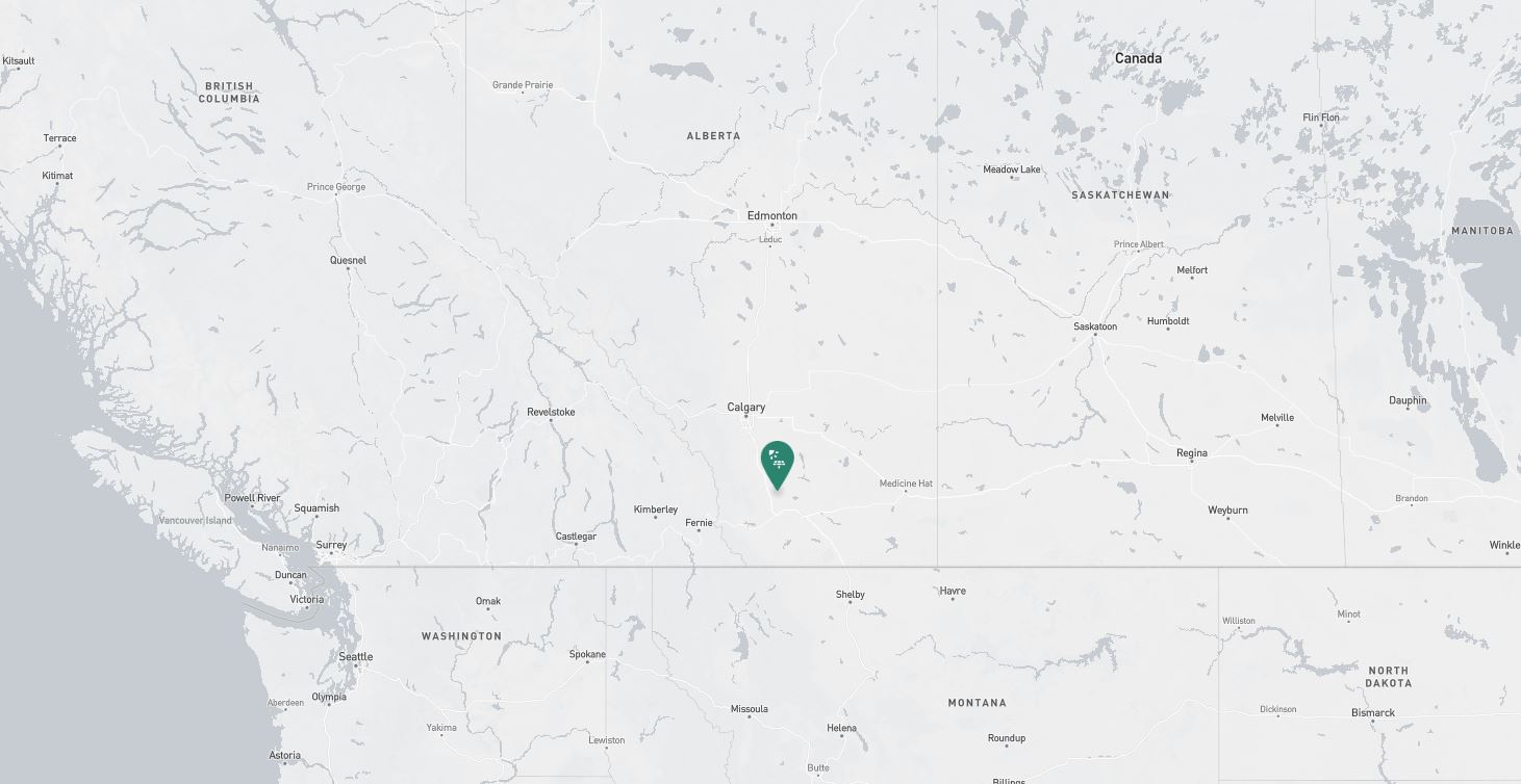 Project location marked on a map showing a section of western Canada