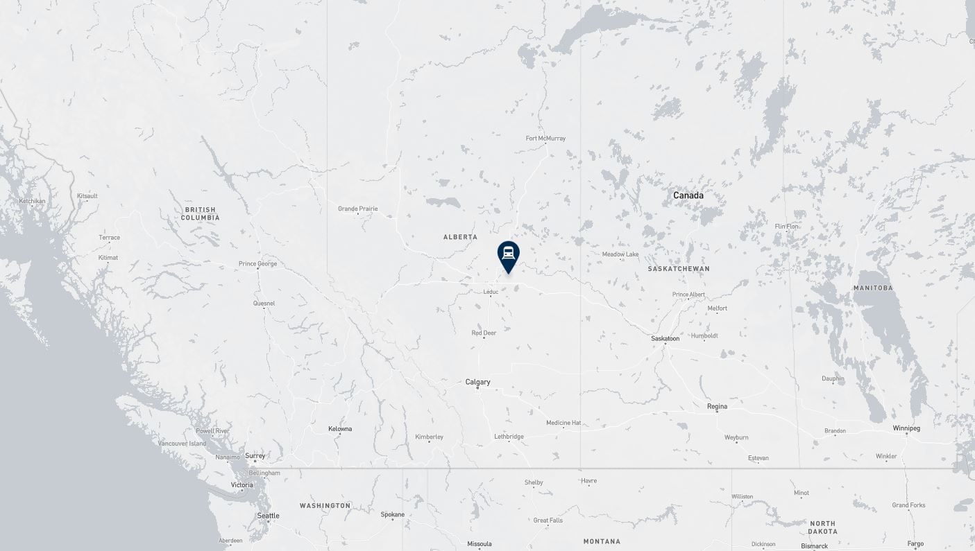 Project location marked on a map showing a section of western Canada