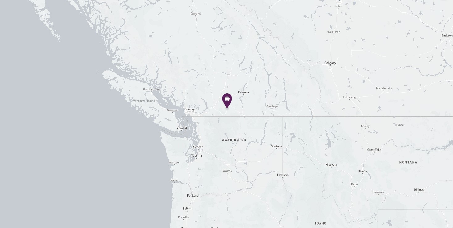 Project location marked on a map showing a section of Western Canada