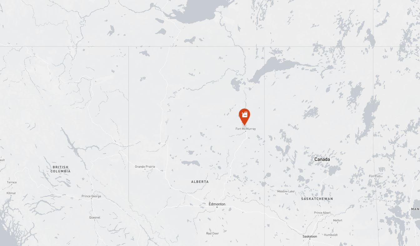 Project location marked on a map showing a section of western Canada