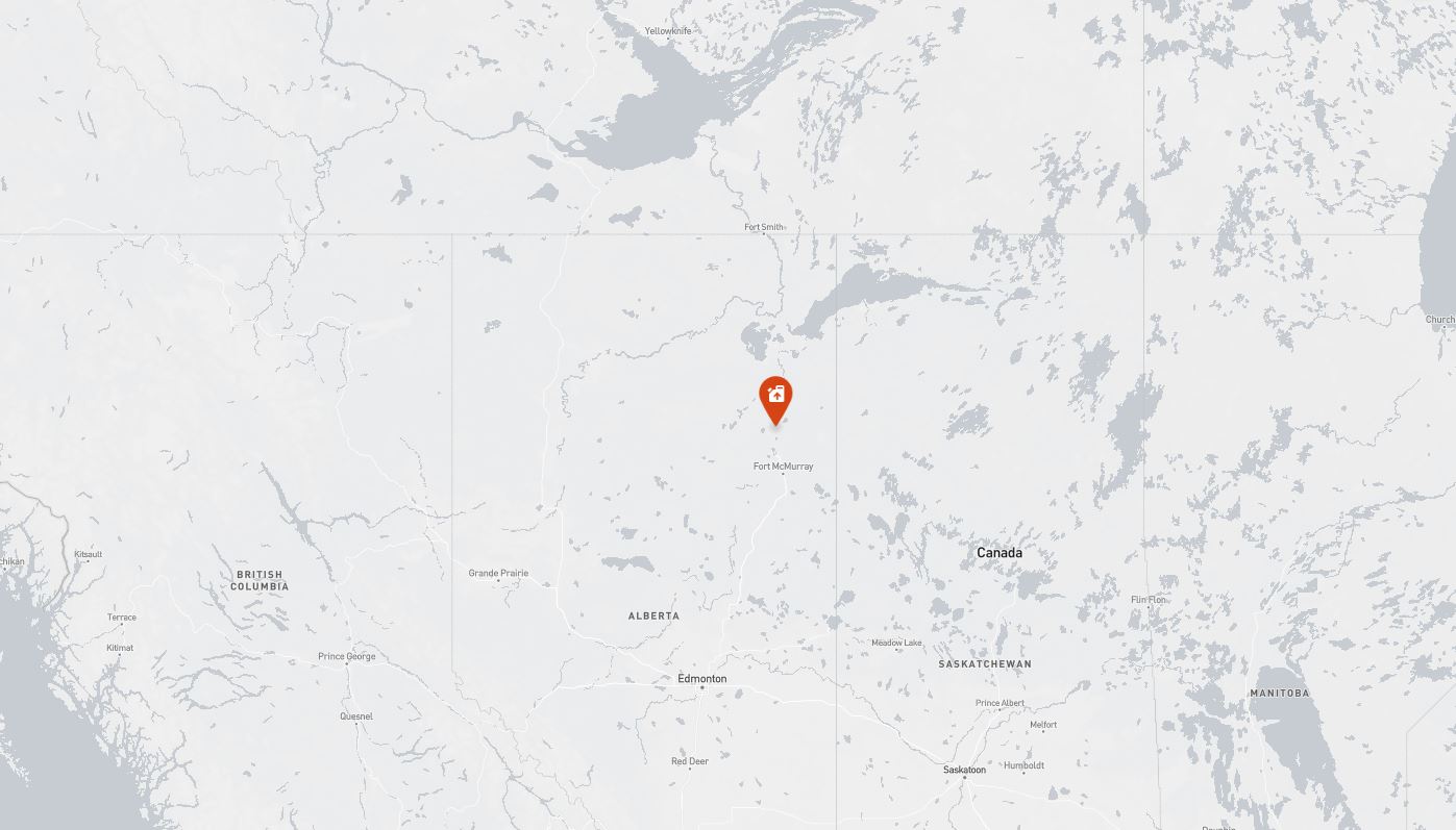 Project location marked on a map showing a section of central Canada