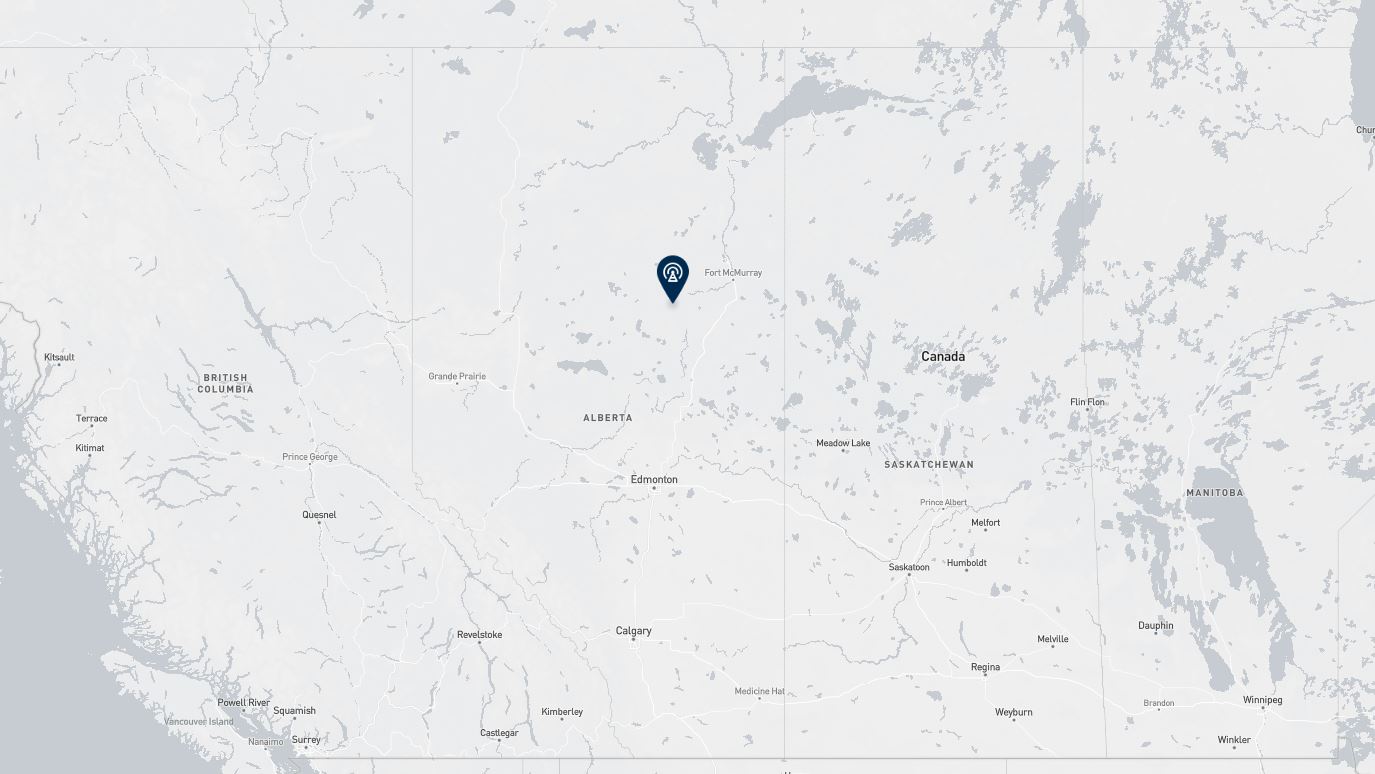 Project location marked on a map showing a section of western Canada