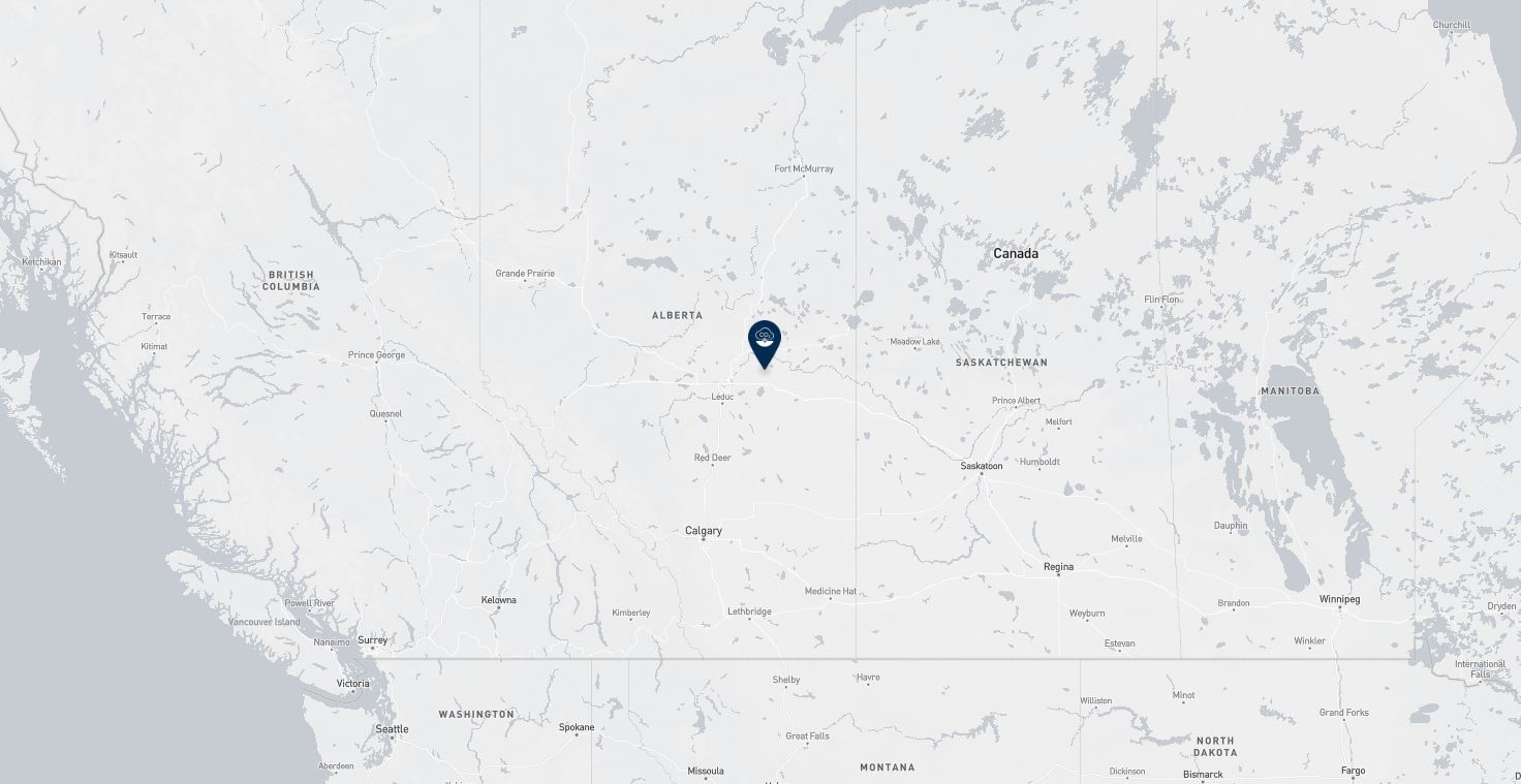 Project location marked on a map showing a section of western Canada