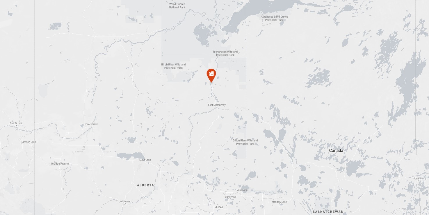 Project location marked on a map showing a section of northern Alberta.