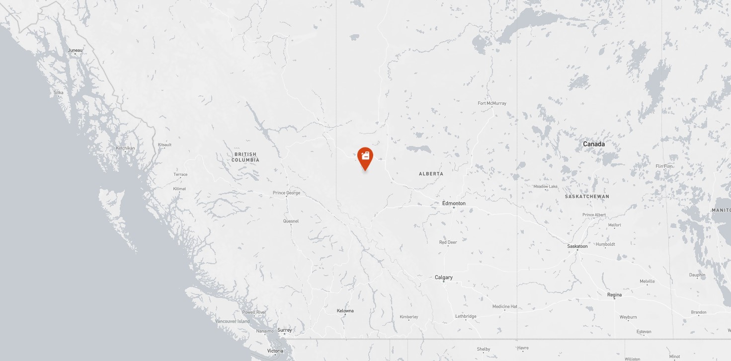 Project location marked on a map showing a section of western North America