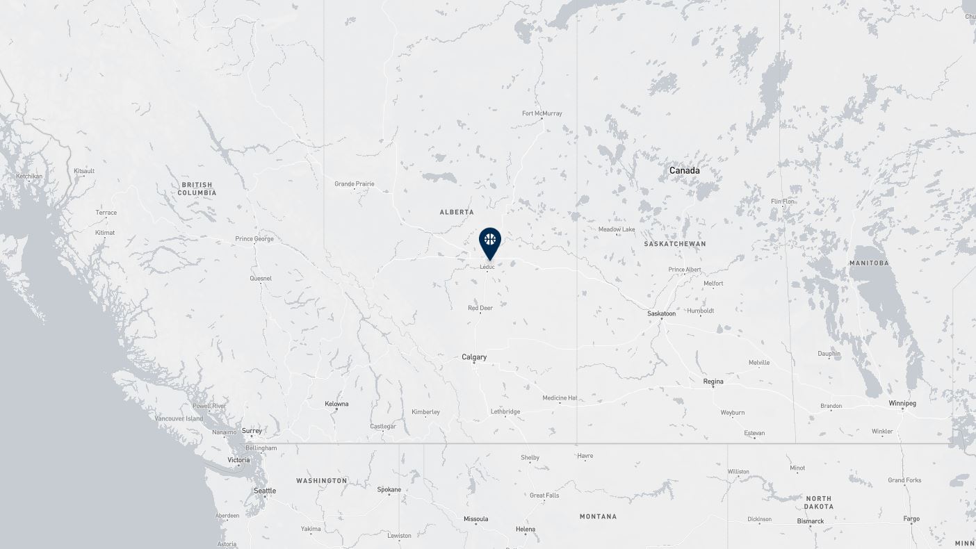 Project location marked on a map showing a section of western Canada