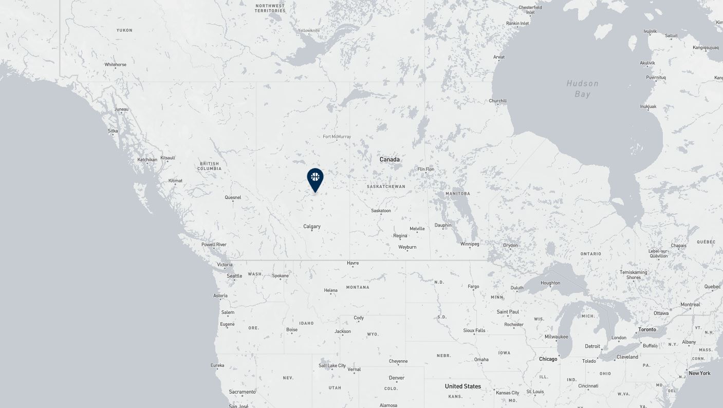 Project location marked on a map showing a section of western Canada