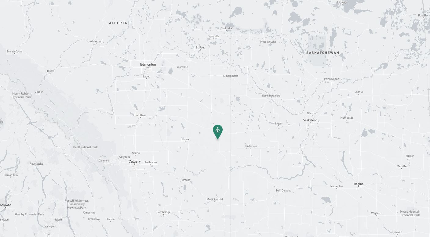 Project location marked on a map showing a section of central Canada
