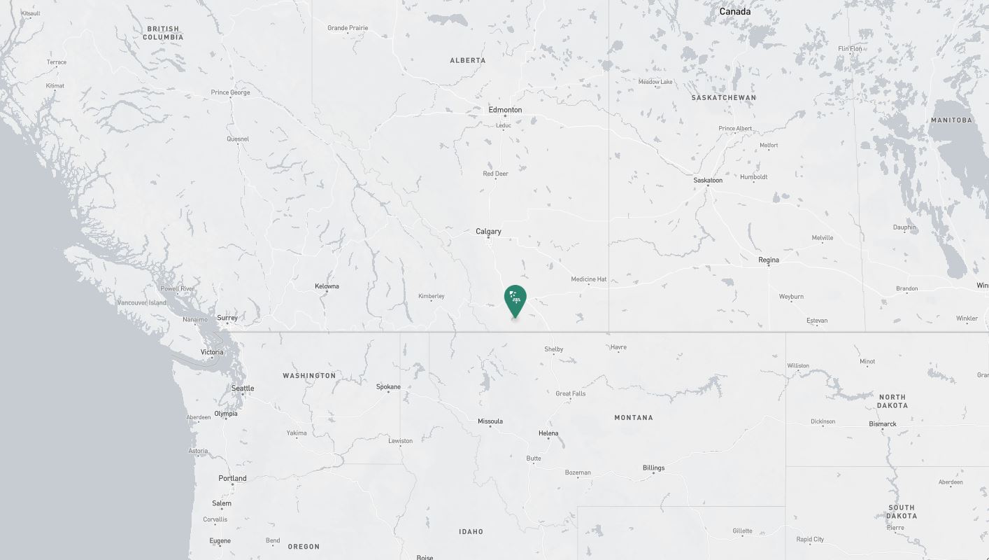 Project location marked on a map showing a section of western Canada