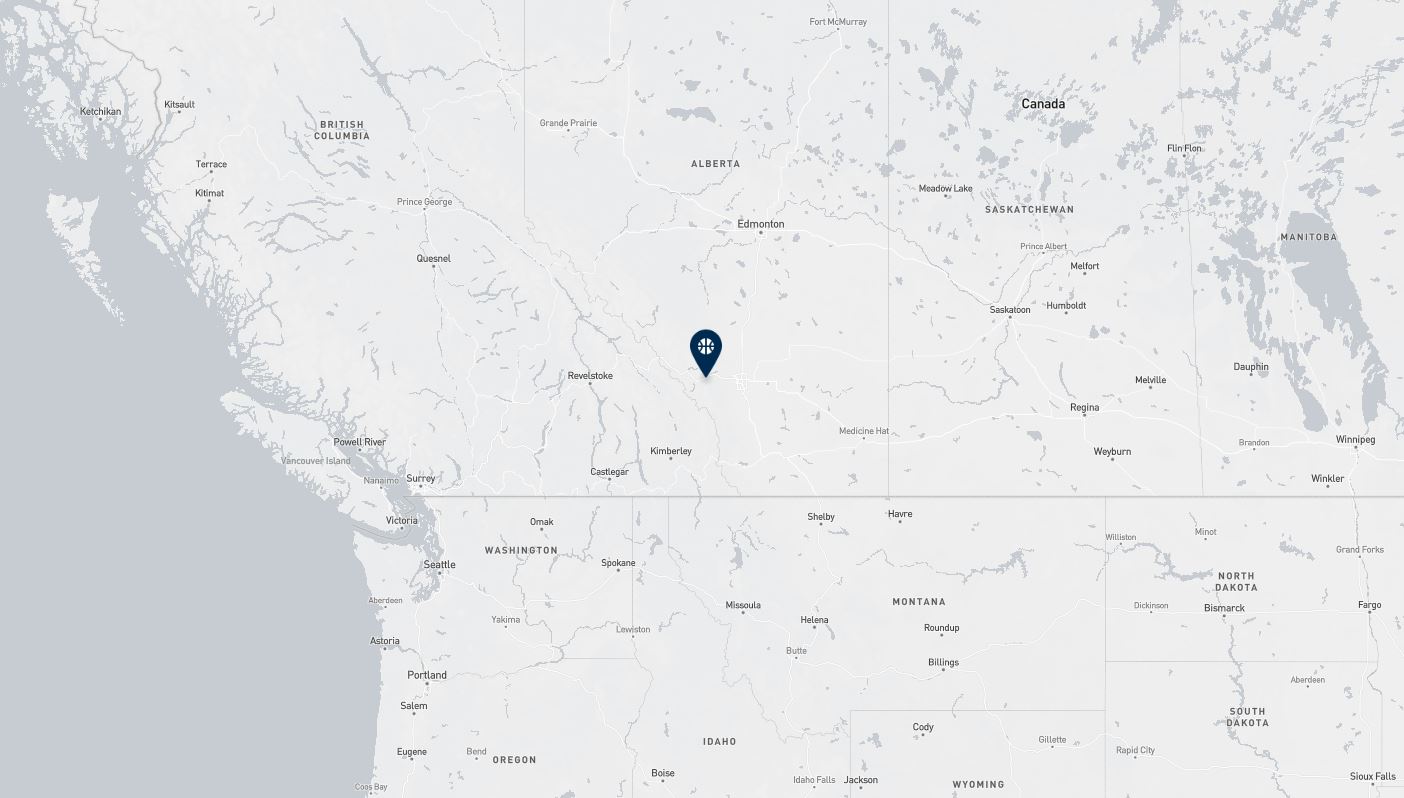 Project location marked on a map showing a section of western Canada