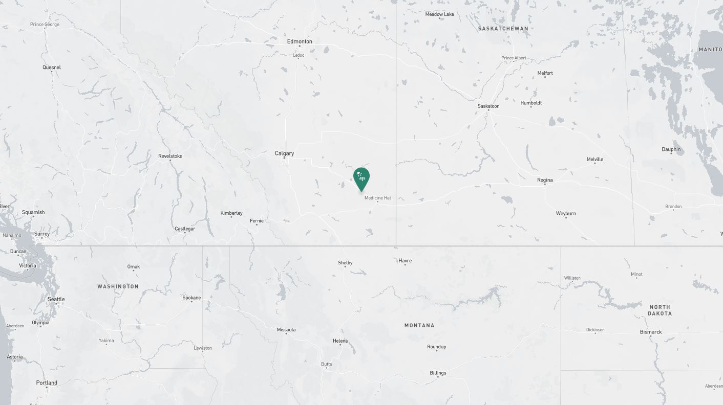 Project location marked on a map showing a section of central Canada