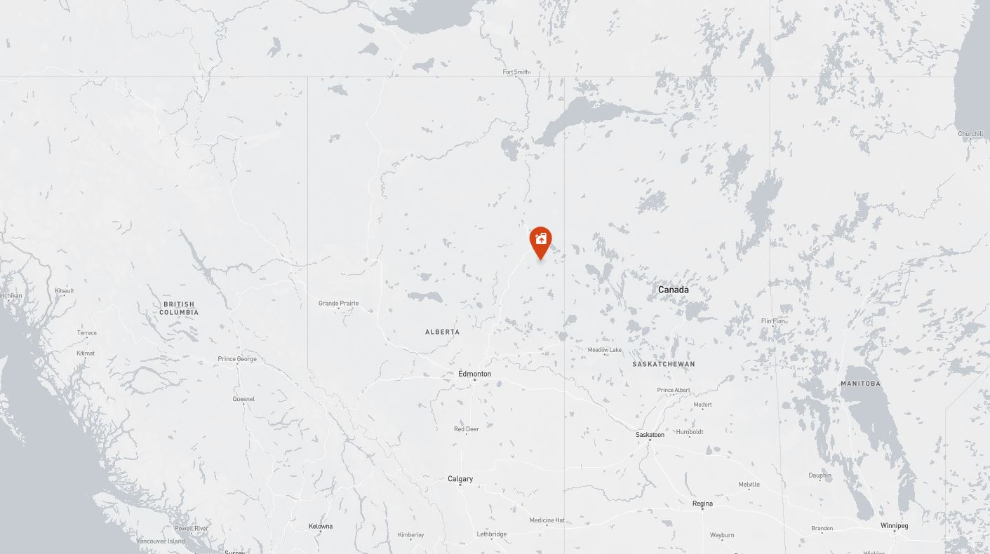 Project location marked on a map showing a section of central Canada