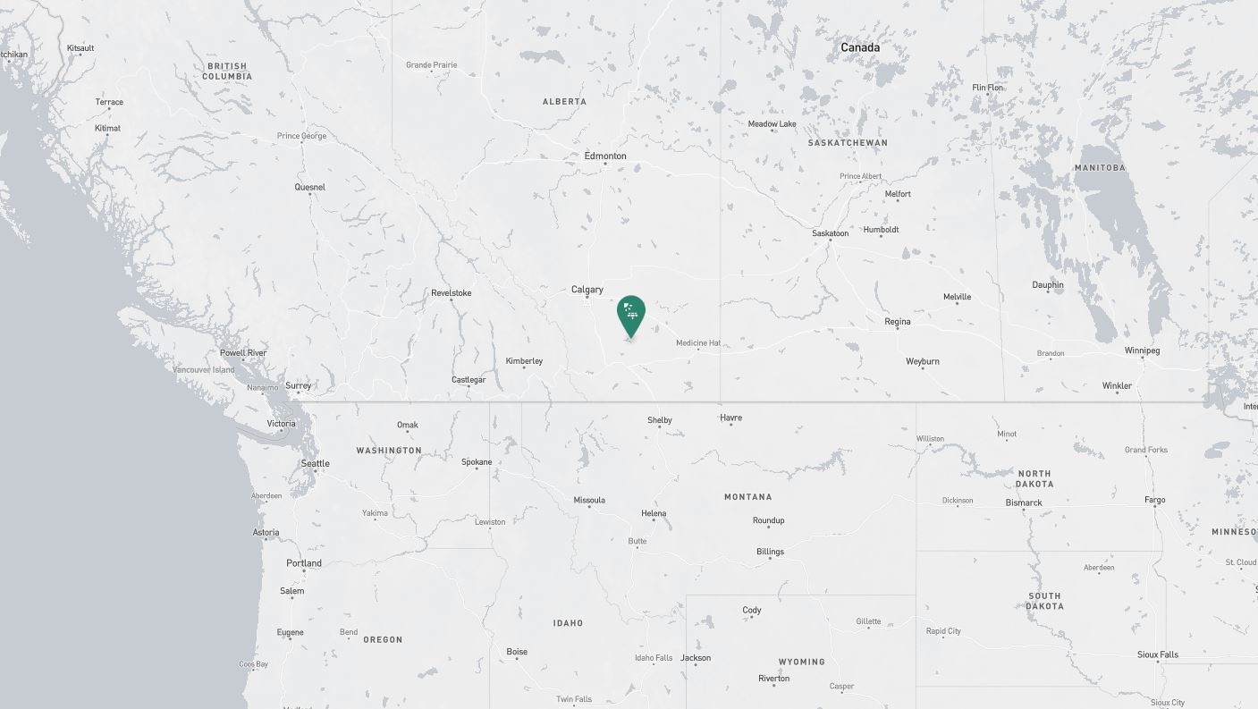 Project location marked on a map showing a section of central and western Canada