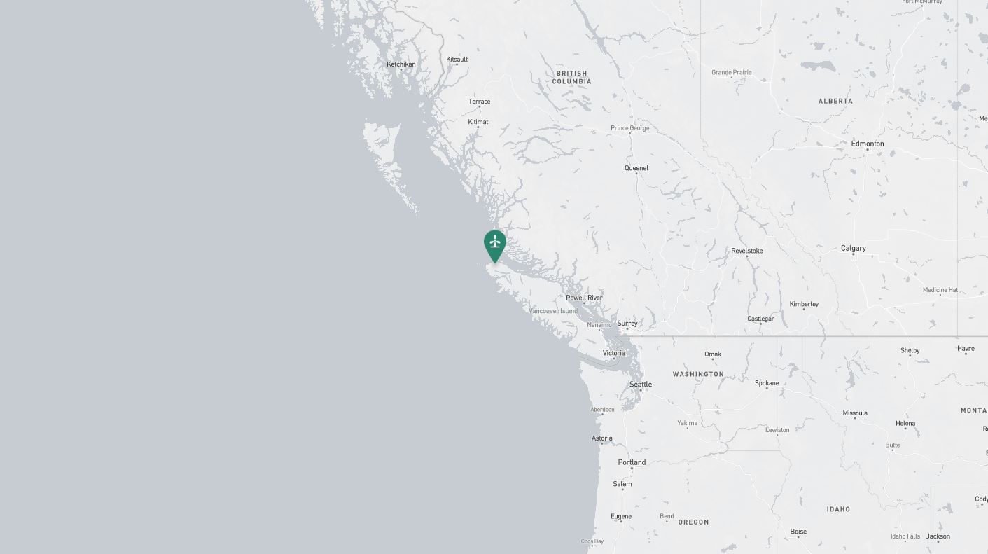 Project location marked on a map showing a section of western North America