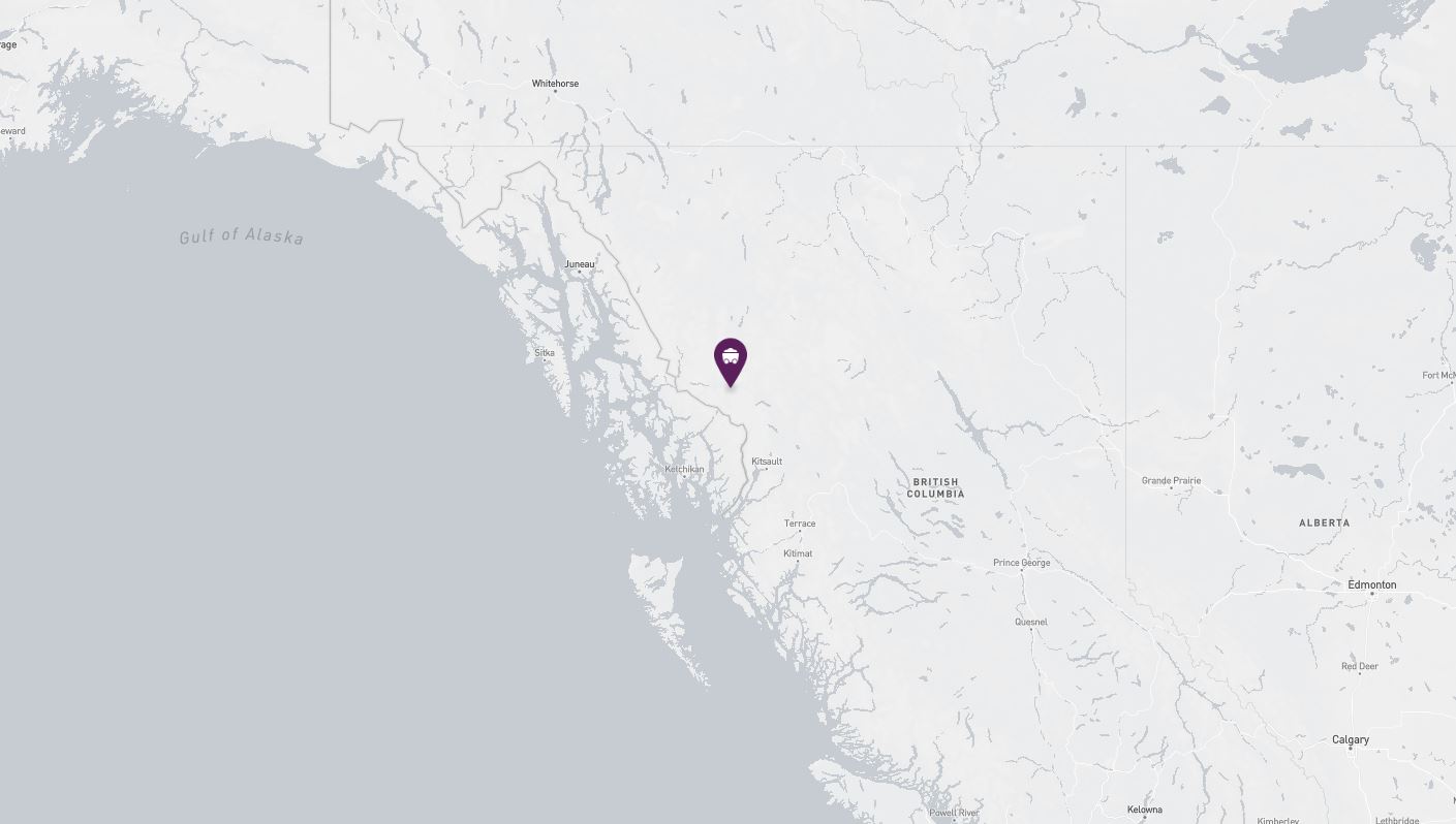 Project location marked on a map showing a section of western Canada