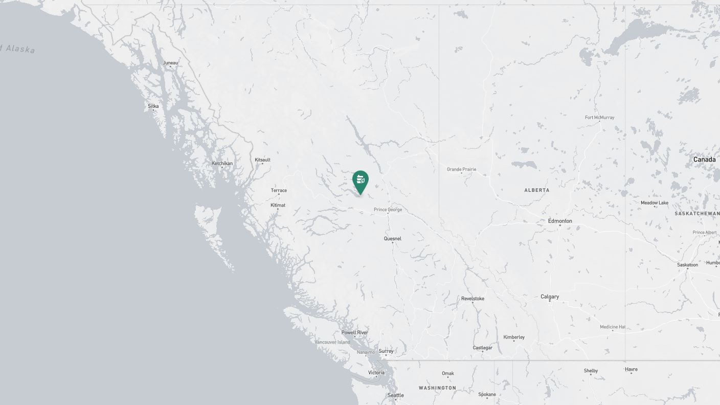 Project location marked on a map showing a section of western Canada