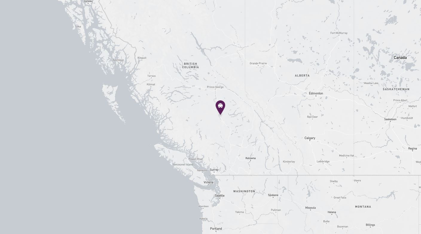 Project location marked on a map showing a section of western North America