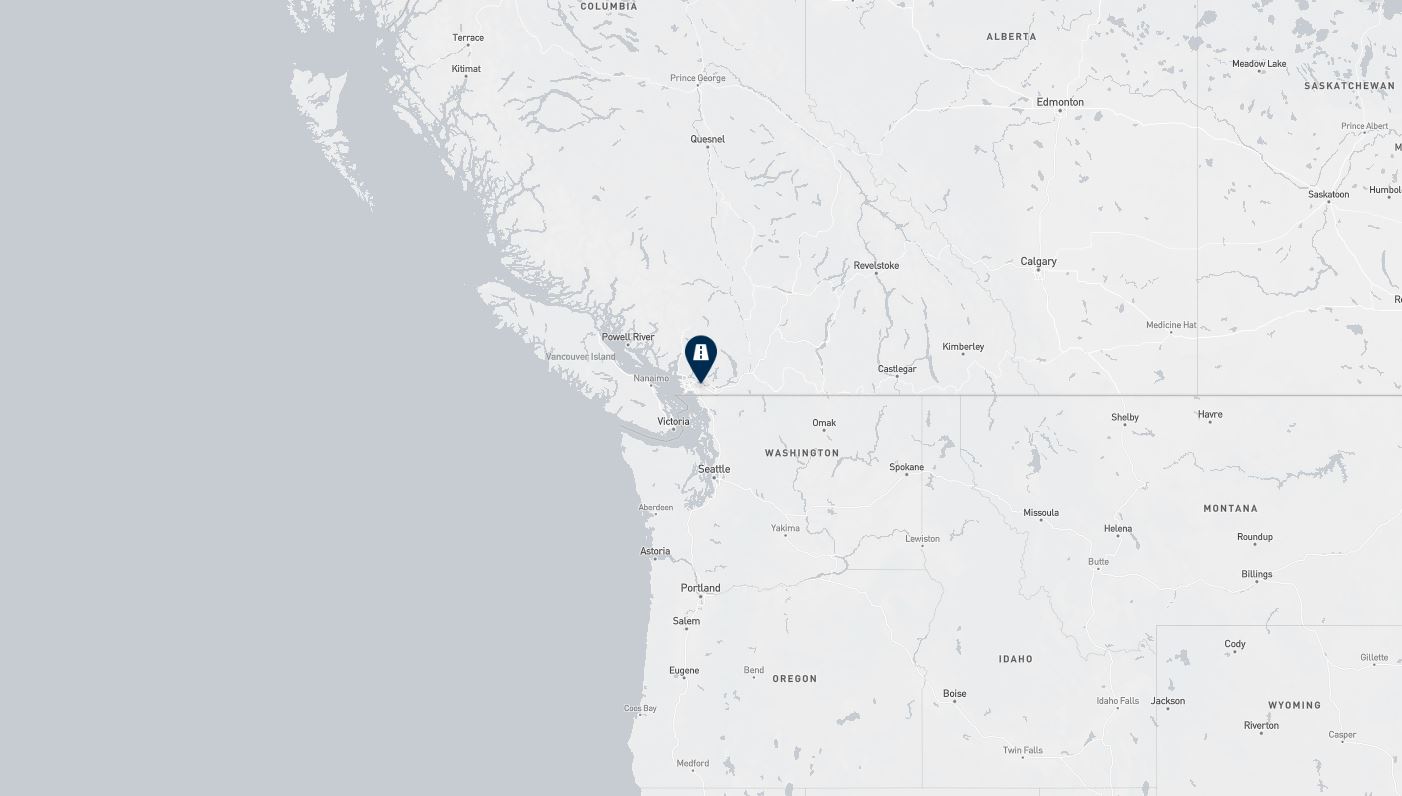 Project location marked on a map showing a section of western Canada