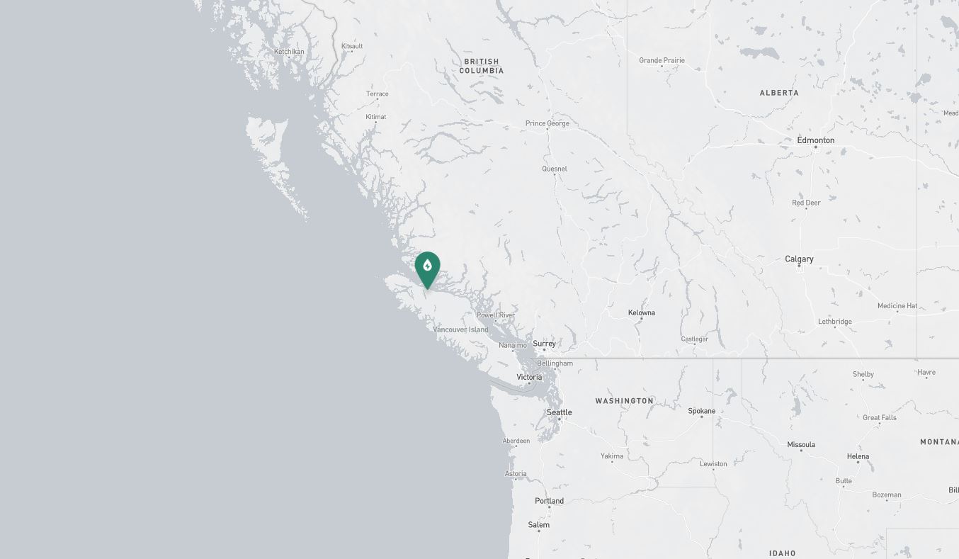 Project location marked on a map showing a section of western Canada