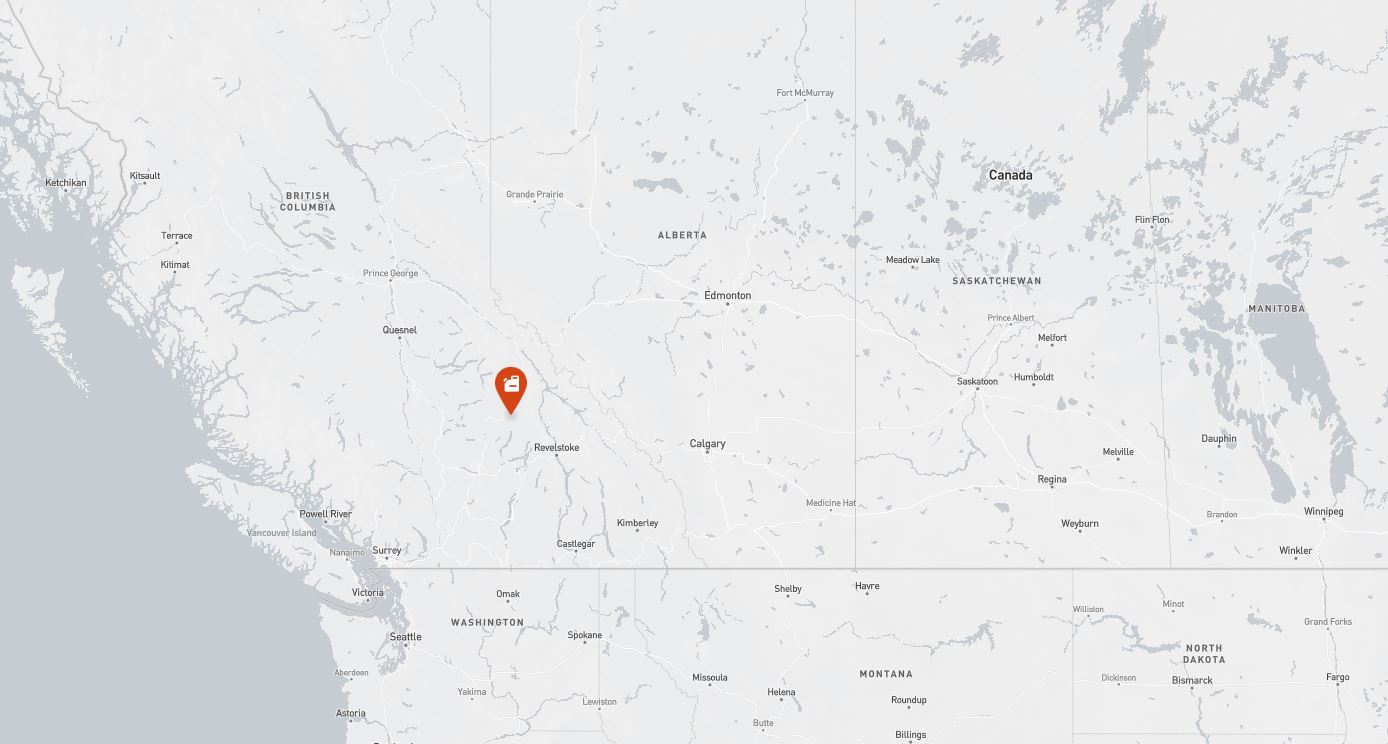 Project location marked on a map showing a section of western Canada