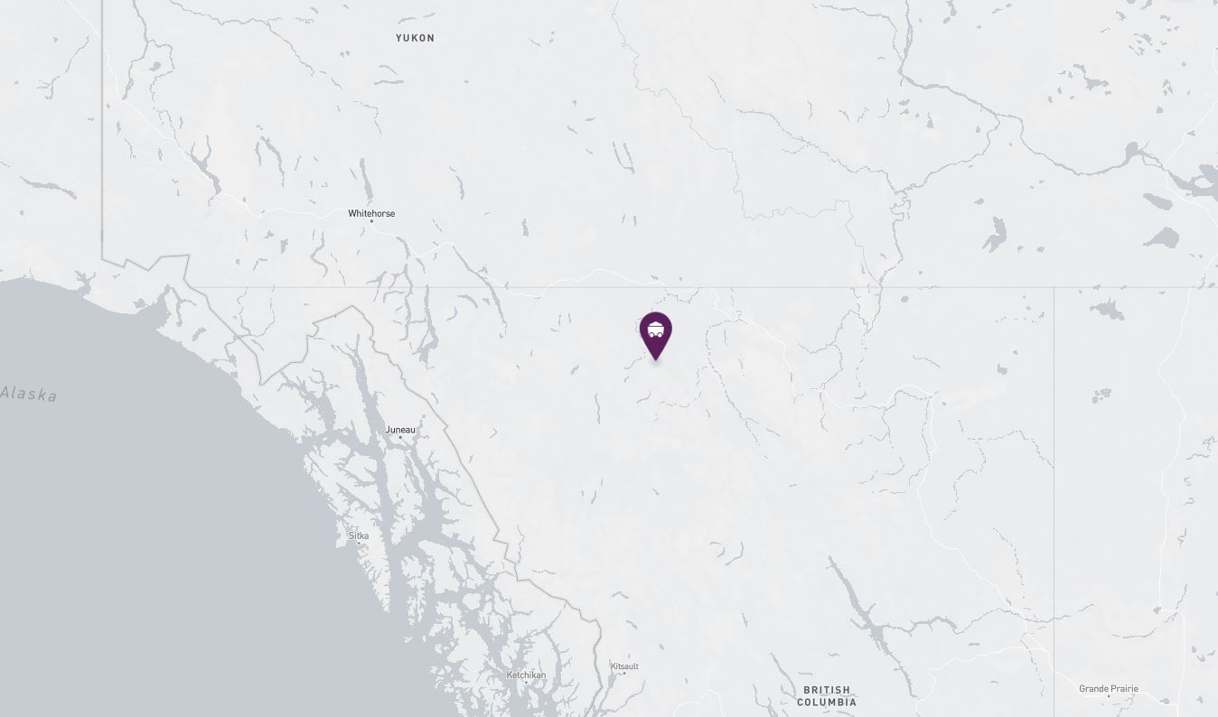 Project location marked on a map showing a section of western Canada