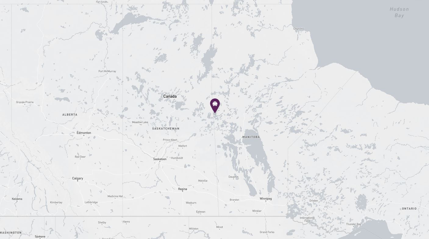 Project location marked on a map showing a section of central Canada
