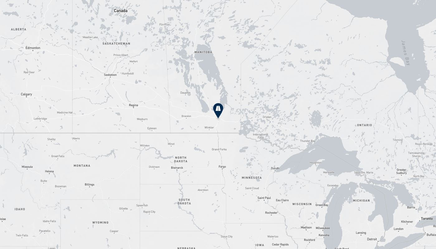 Project location marked on a map showing a section of central Canada