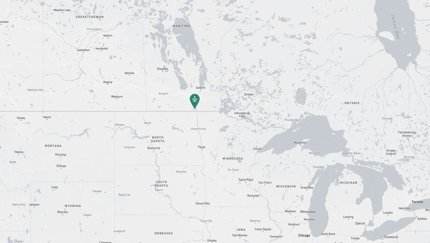 Project location marked on a map showing a section of central Canada