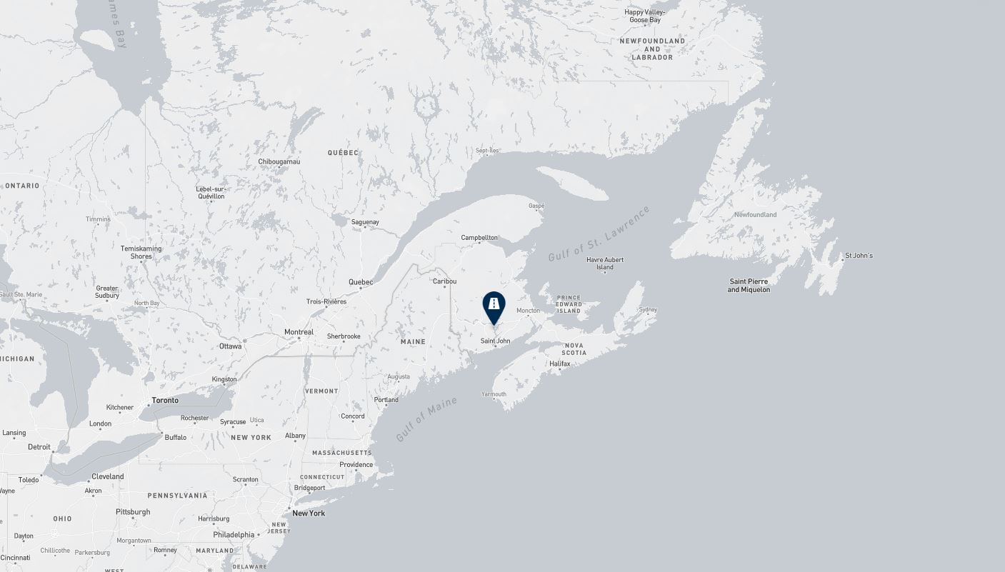 Project location marked on a map showing a section of eastern Canada