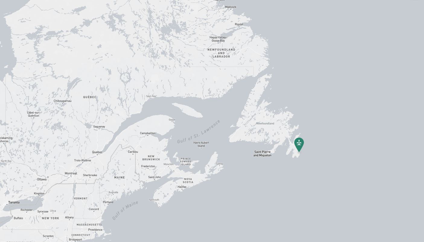 Project location marked on a map showing a section of eastern Canada