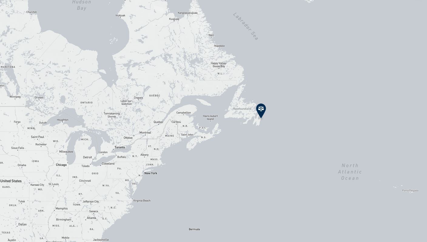 Project location marked on a map showing a section of eastern Canada