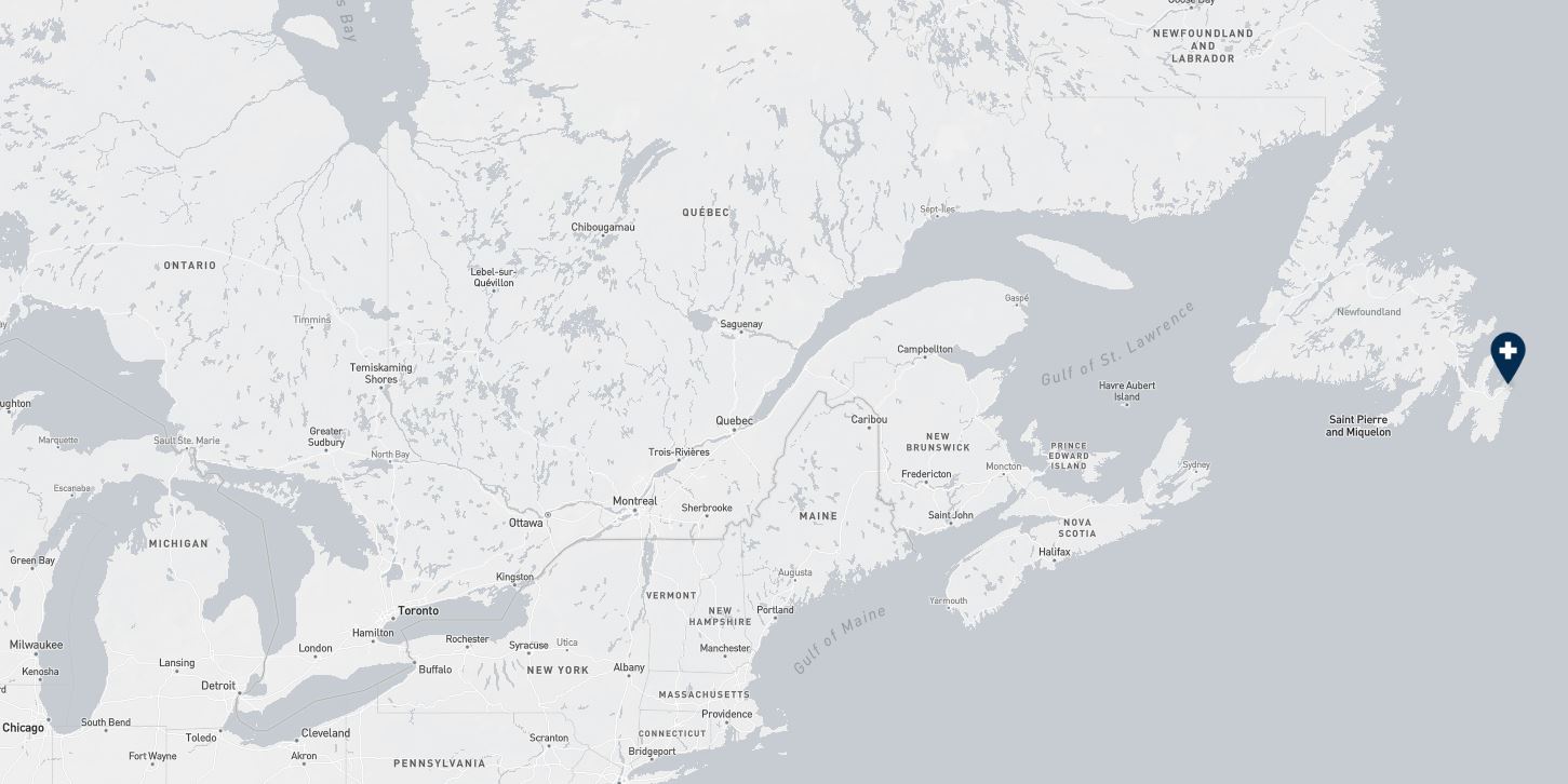Project location marked on a map showing a section of eastern Canada