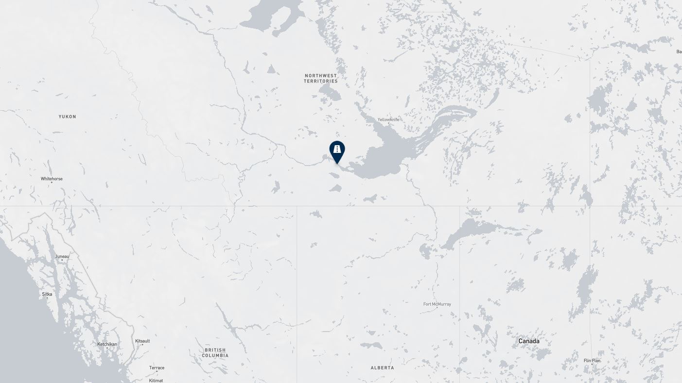 Project location marked on a map showing a section of northern Canada