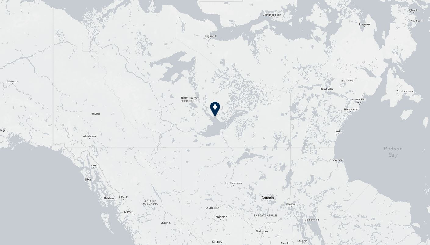 Project location marked on a map showing a section of northern Canada