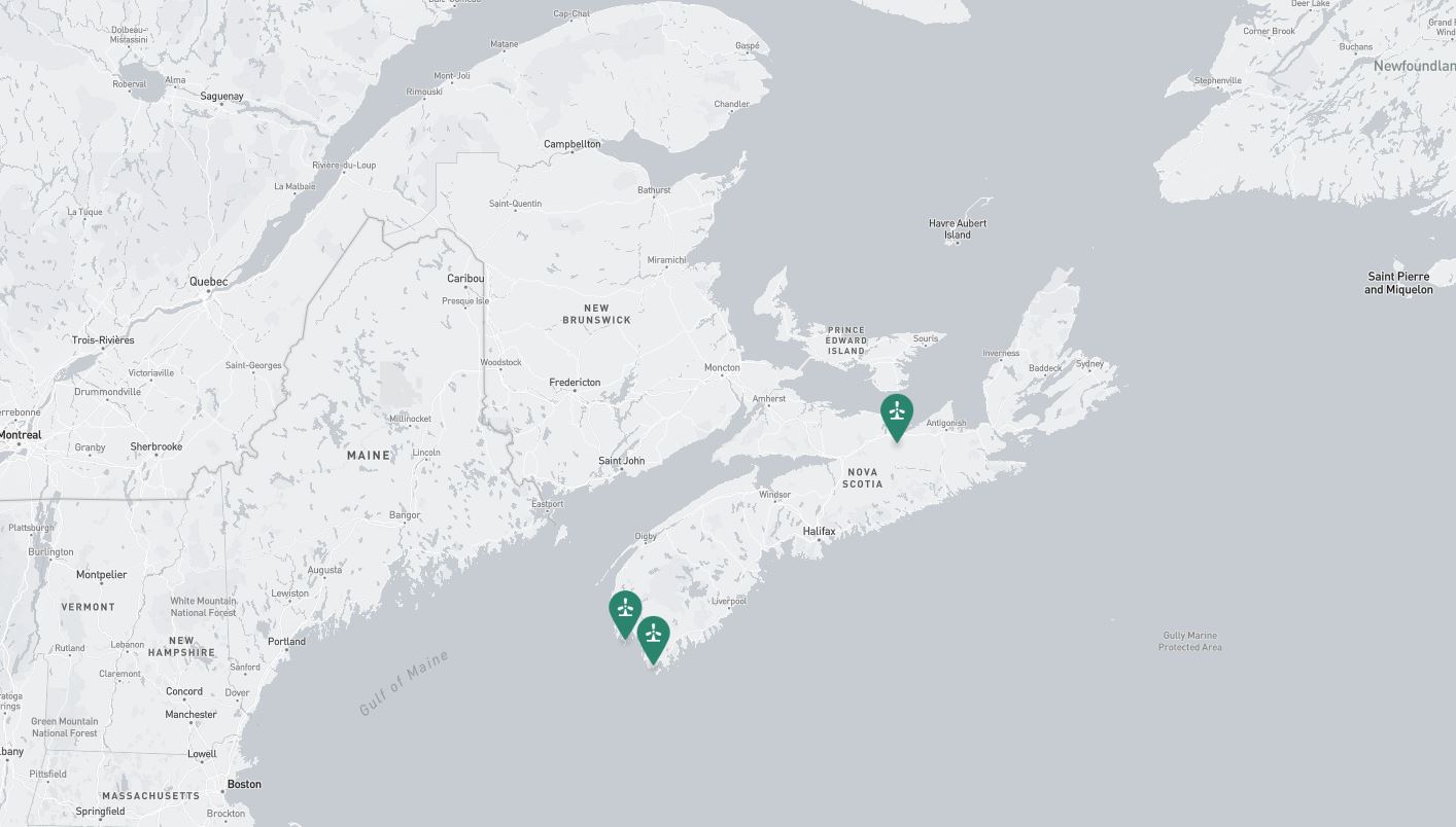 Project location marked on a map showing a section of eastern Canada