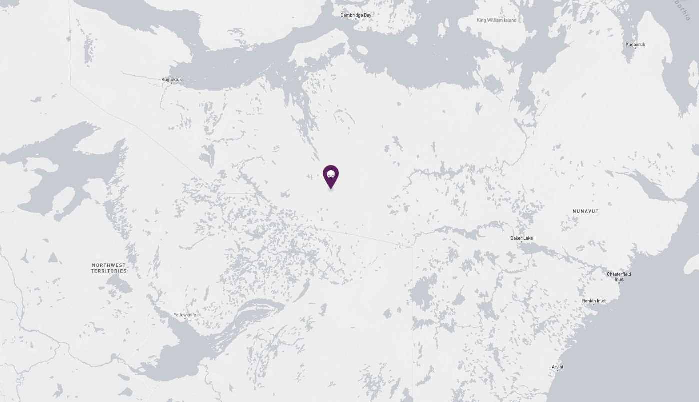 Project location marked on a map showing a section of northern Canada