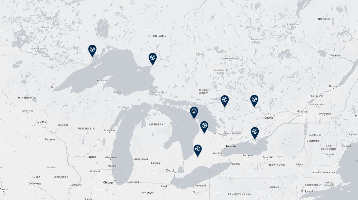 Project location marked on a map showing a section of the Great Lakes Region