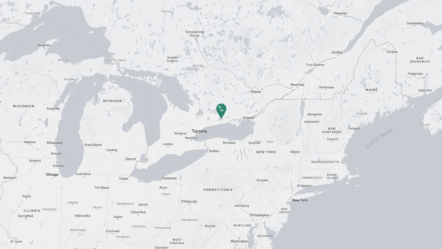 Project location marked on a map showing a section of central and eastern Canada