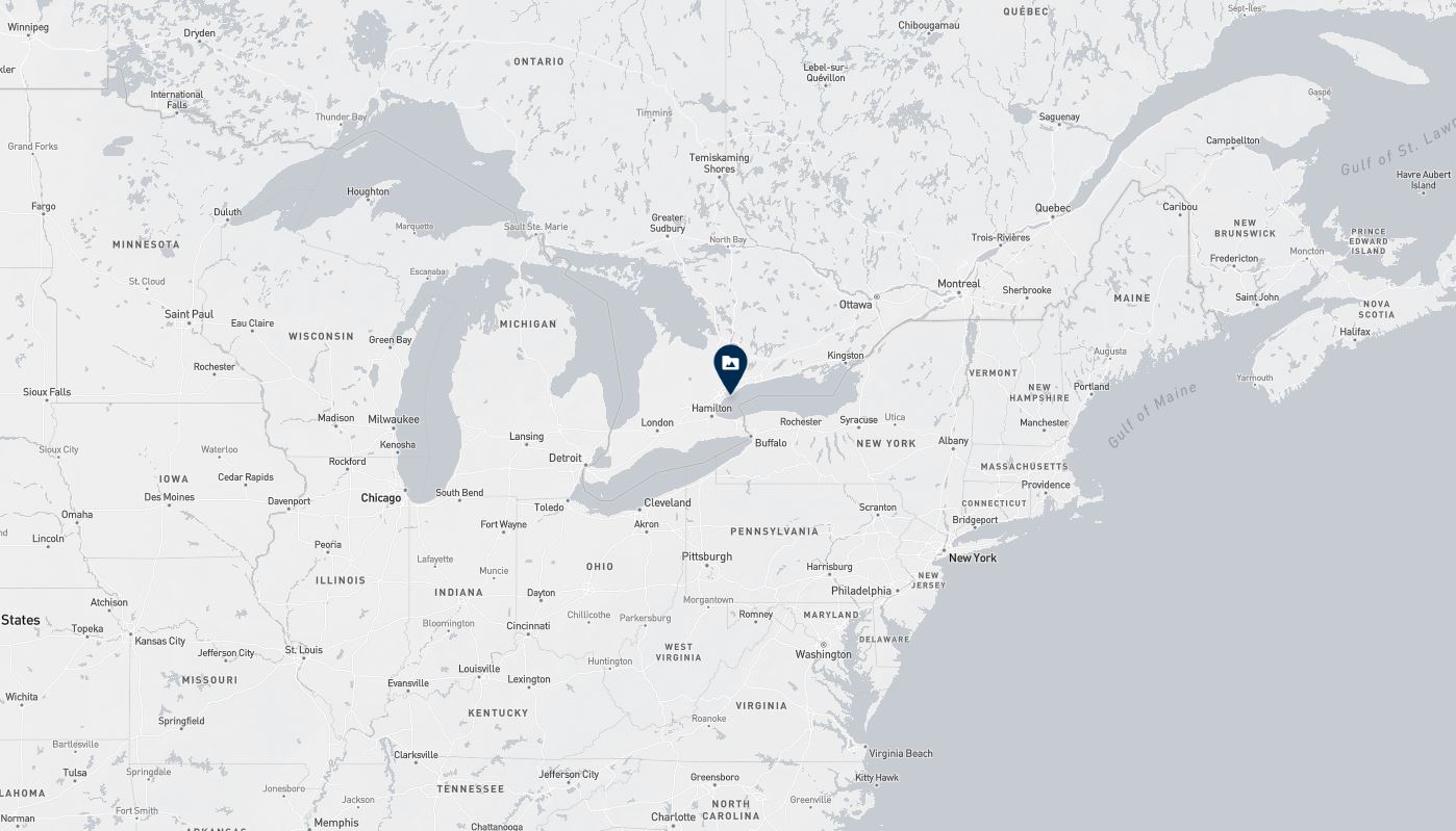 Project location marked on a map showing a section of central and eastern Canada